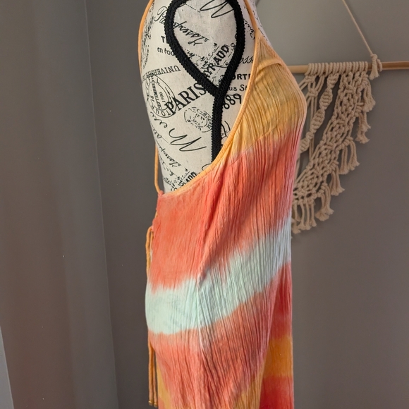 Aerie Multicolor Tie-Dye Maxi Dress Tie Back Swim Cover Beach Medium - Picture 4 of 7